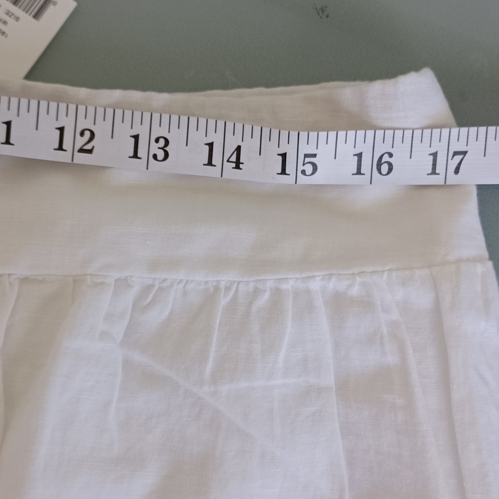 J.McLaughlin White‎ Linen Blend Eyelet Scalloped Hem Tiered Midi Skirt Large NWT - Picture 4 of 14